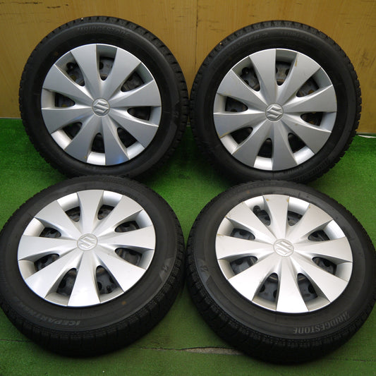 [送料無料] バリ溝！8.5分★スズキ スペーシア 純正 スチール 155/65R14 スタッドレス ブリヂストン アイスパートナー2 14インチ PCD100/4H★5031201Hス