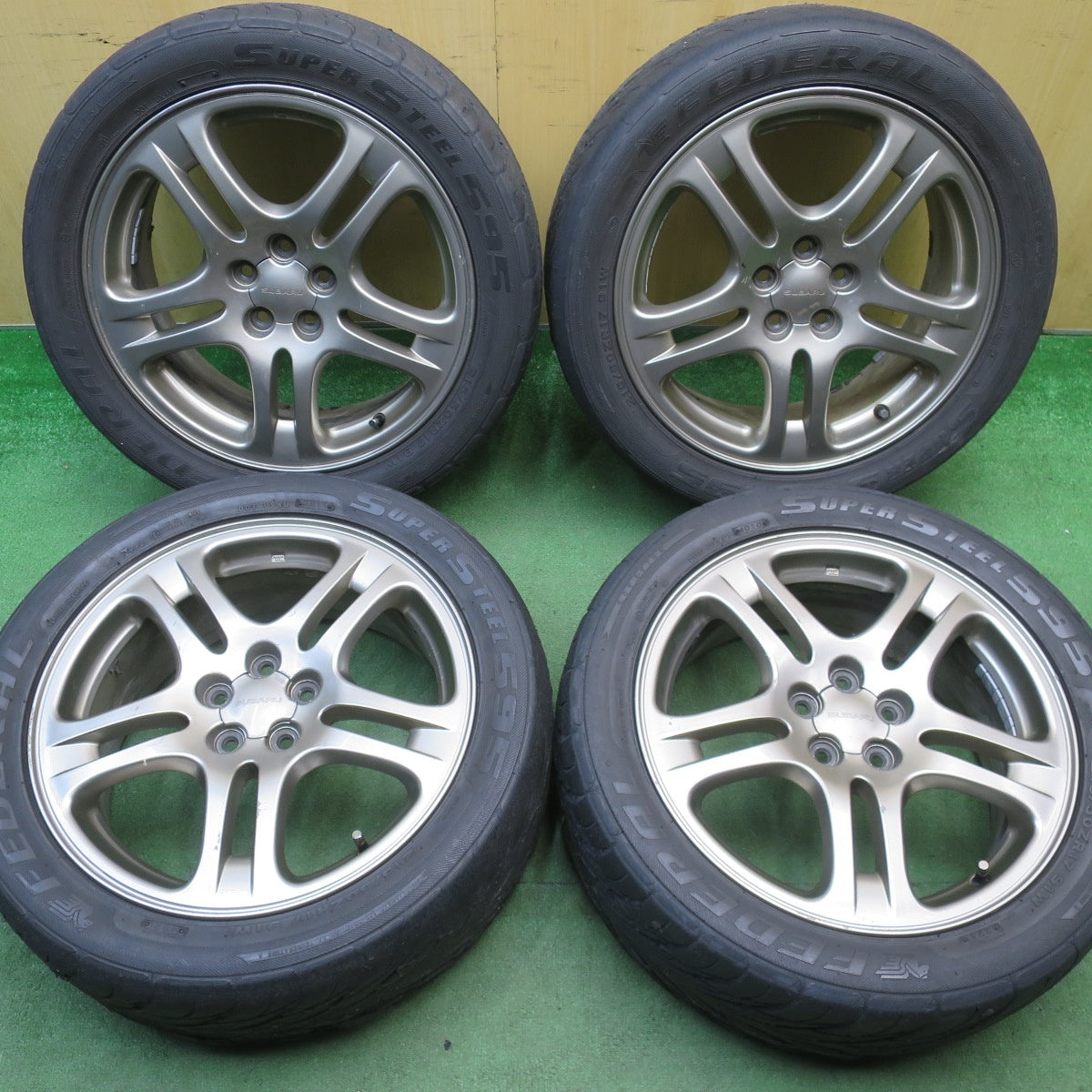 4本価格★スバル BH5 レガシィ 純正 215/50R17 フェデラル SUPER STEEL 595 17インチ PCD100/5H★6041402NJノ