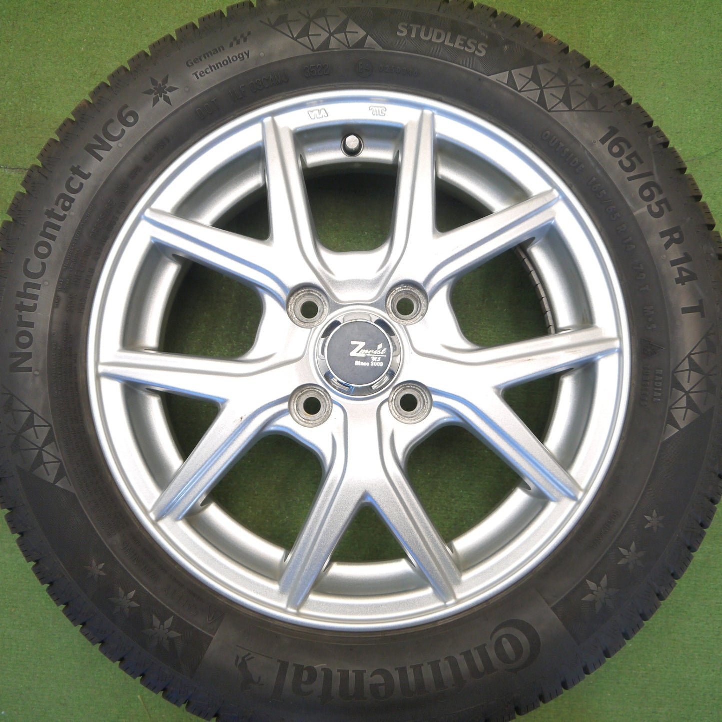 バリ溝！22年！キレイ！9分★スタッドレス 165/65R14 コンチネンタル ノースコンタクト NC6 Zmeist M5 14インチ ソリオ ハスラー 等 PCD100/4H★6042006Hス