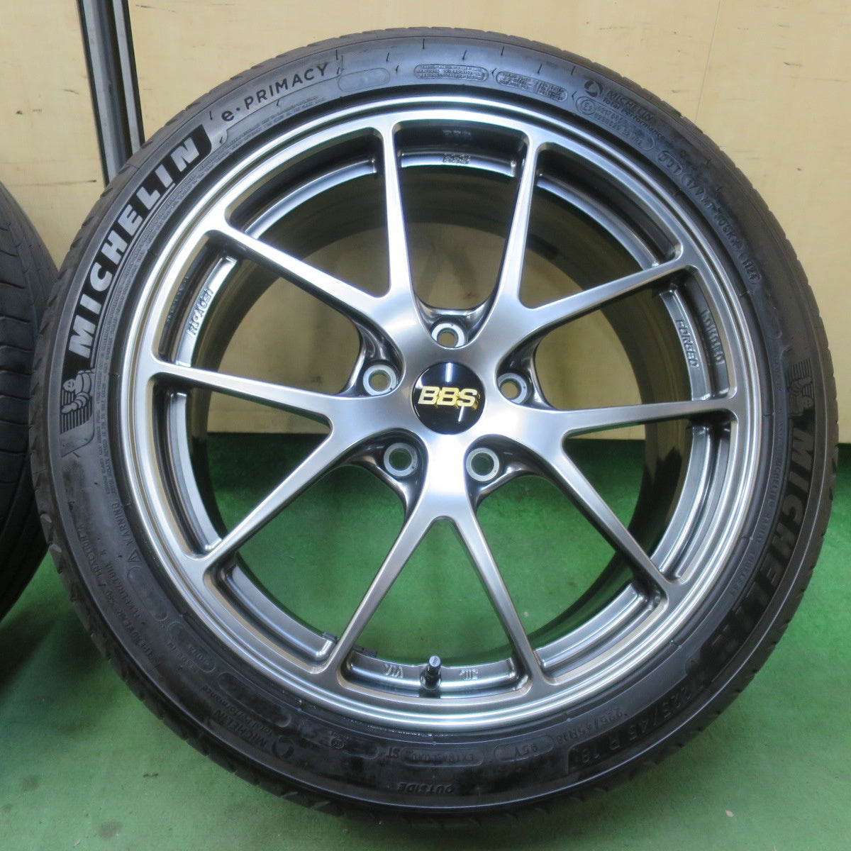 キレイ！24年★BBS RI-A031 鍛造 225/45R18 ミシュラン e・PRIMACY 18インチ eプライマシー PCD114.3/5H★6021010イノ