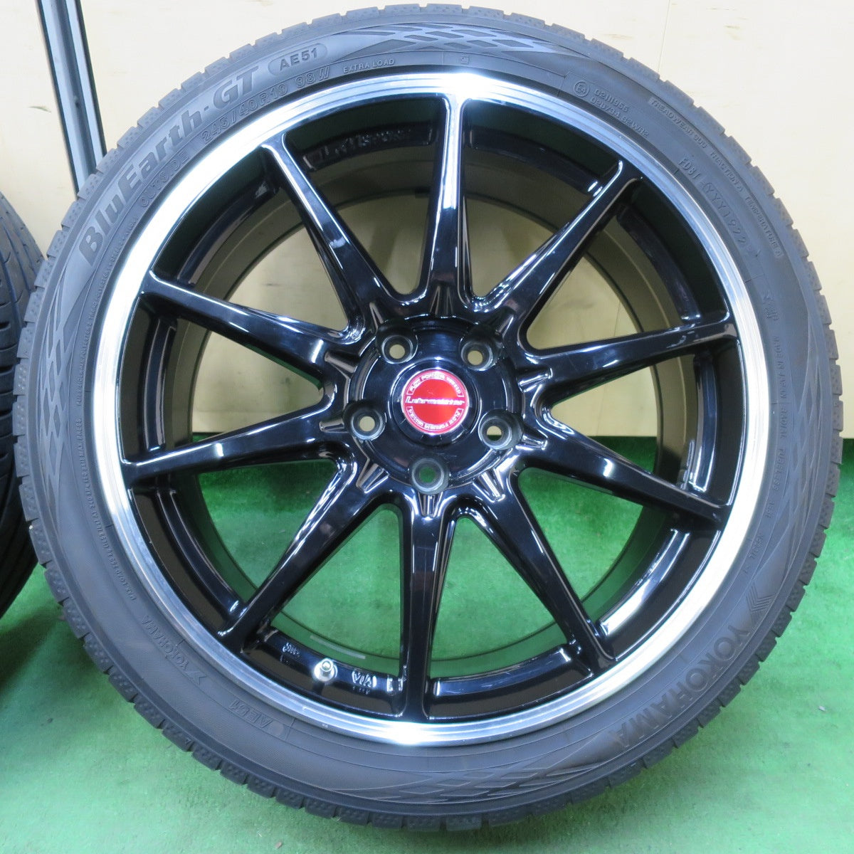 [送料無料] バリ溝！22年！9.5分★Lehrmeister LM SPORT RS10 245/40R19 ヨコハマ BluEarth-GT AE51 レアマイスター LMスポーツ PCD114.3/5H★4112601イノ