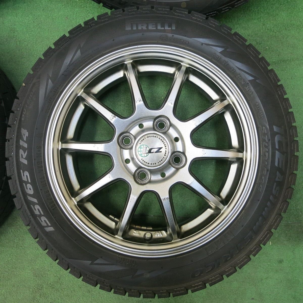 [送料無料] 4本価格★スタッドレス 155/65R14 ピレリ アイスアシンメトリコ LCZ 社外 アルミ 14インチ PCD100/4H★4110808SYス