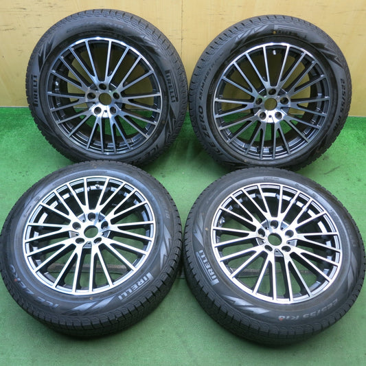 センサー付！バリ溝！24年！キレイ！9.5分以上★BMW 等 ユーロデザイン CALWER 225/55R18 スタッドレス ピレリ アイスゼロ PCD112/5H★5091102HAス