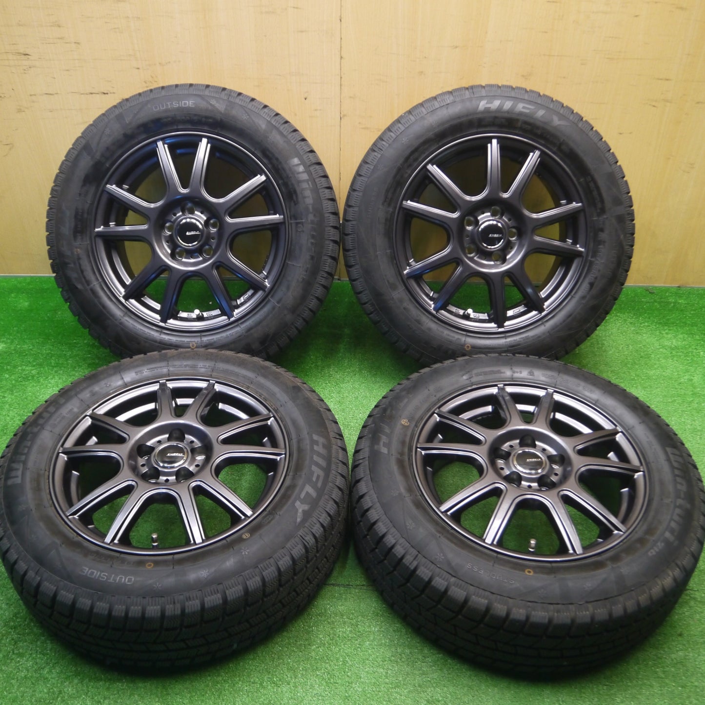 [送料無料] バリ溝！23年！キレイ！9.5分★プリウス等 195/65R15 スタッドレス ハイフライ Win-turi 216 EMBELY 15インチ PCD100/5H★4092006Hス
