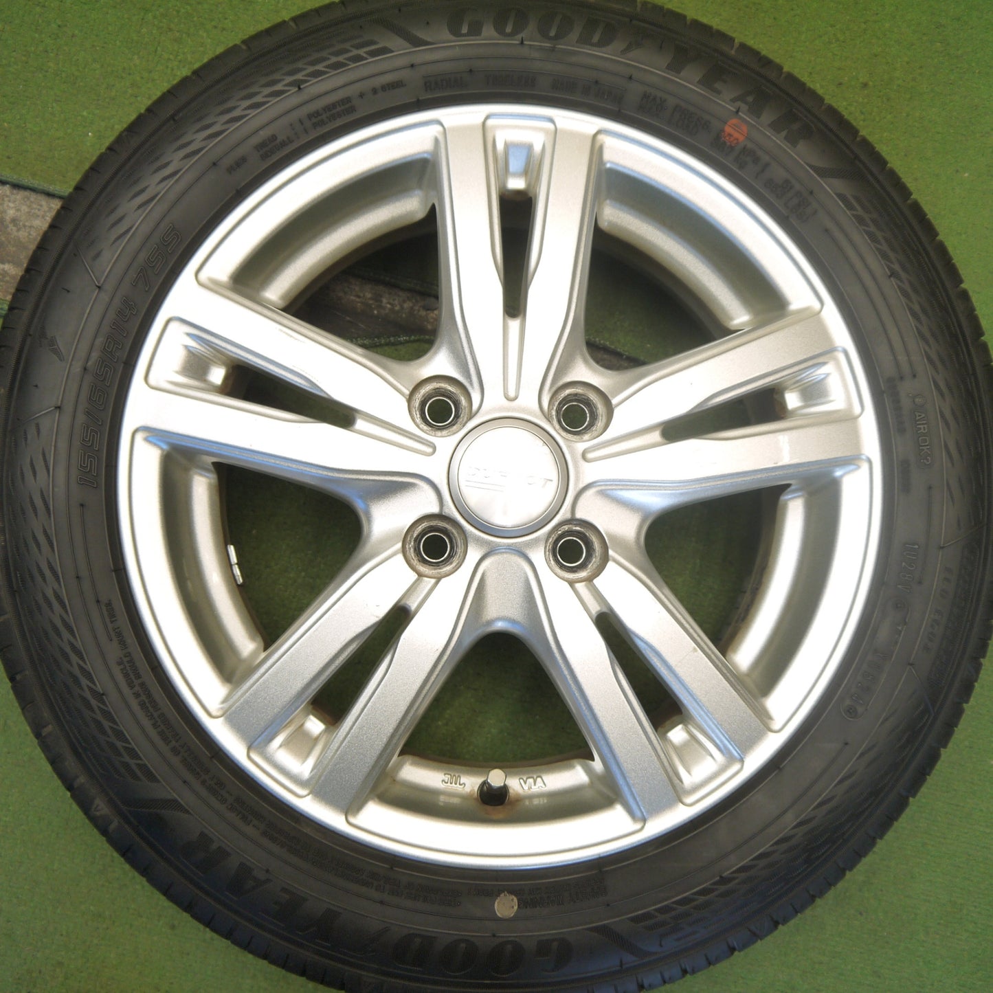 バリ溝！25年！ほぼ10分◎155/65R14 グッドイヤー EfficientGrip ECO EG02 ブリヂストン NEWNO DUFACT デュファクト 14インチ PCD100/4H◎6081005Hノ