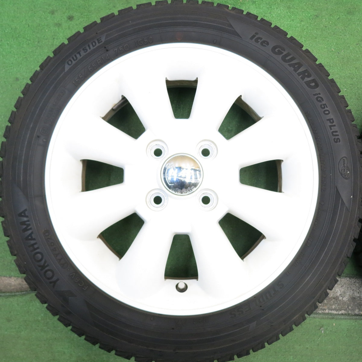 バリ溝！9.5分★スタッドレス 155/65R14 ヨコハマ アイスガード iG50 プラス LaLa Palm KC-8 ララパーム 14インチ PCD100/4H★5070606HAス