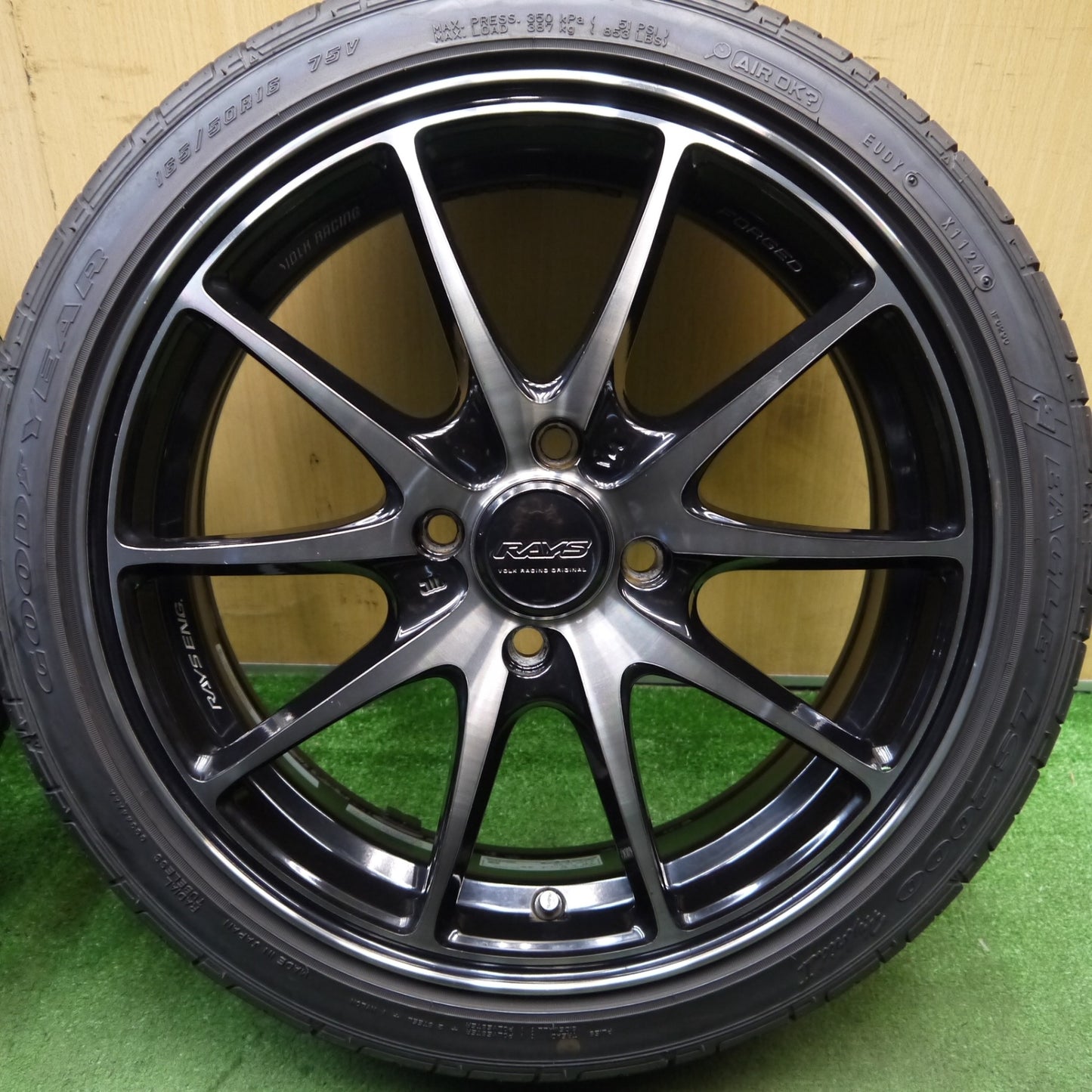 バリ溝！24年！キレイ！9.5分★RAYS VR G25 165/50R16 グッドイヤー イーグル LS2000 hybrid2 レイズ 16インチ 軽自動車 軽 サイズ PCD100/4H★5080503Hノ