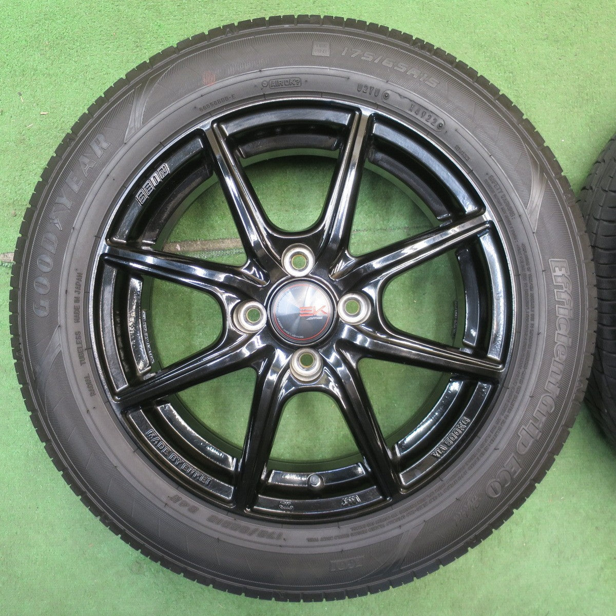 バリ溝！22年！キレイ！9分★175/65R15 グッドイヤー EfficientGrip ECO hybrid EG01 SEIN-EK AME ザイン 15インチ PCD100/4H★6051202NJノ