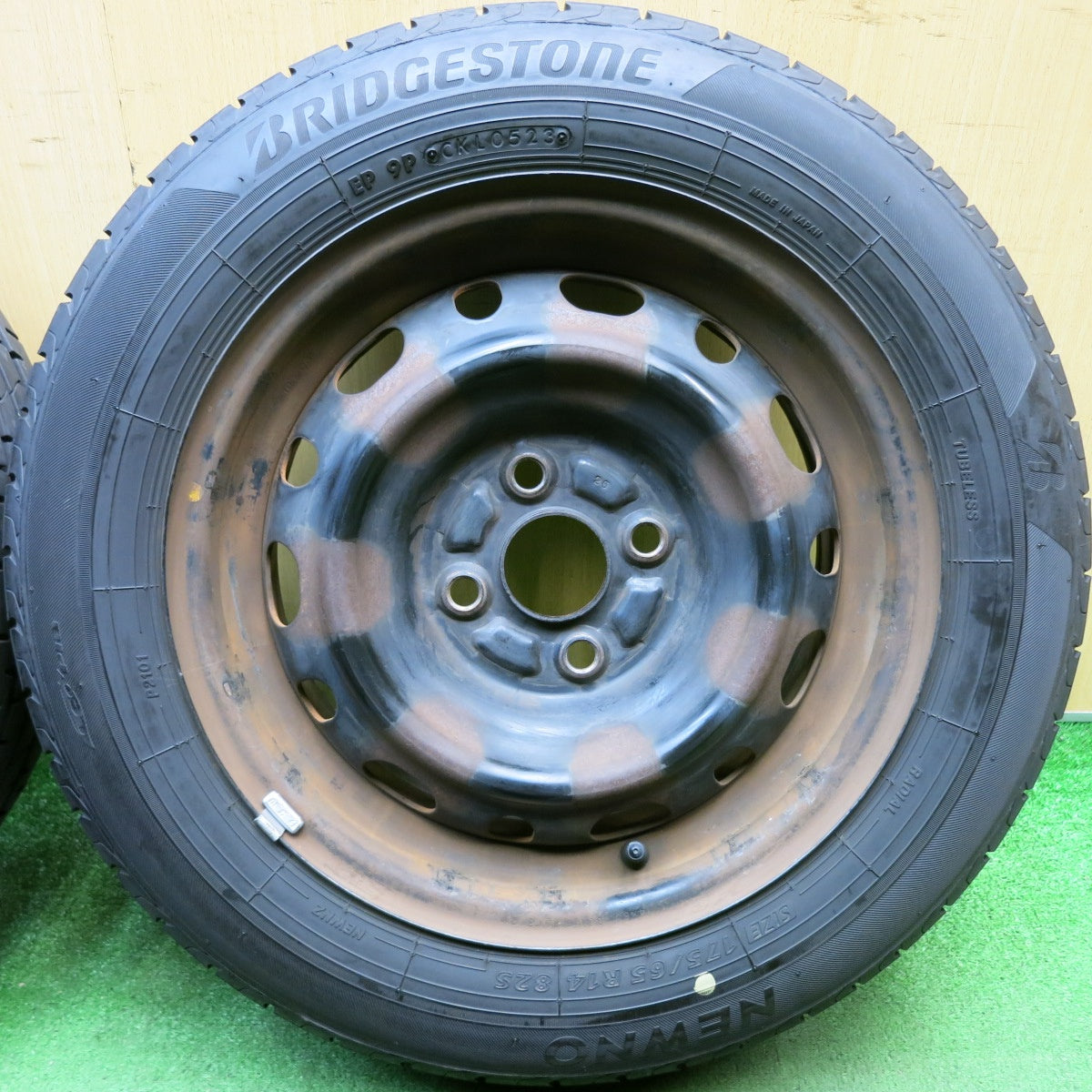 バリ溝！23年！9分◎マツダ デミオ 純正 スチール 175/65R14 ブリヂストン NEWNO ニューノ エコピア 14インチ PCD100/4H◎6072309HAノ