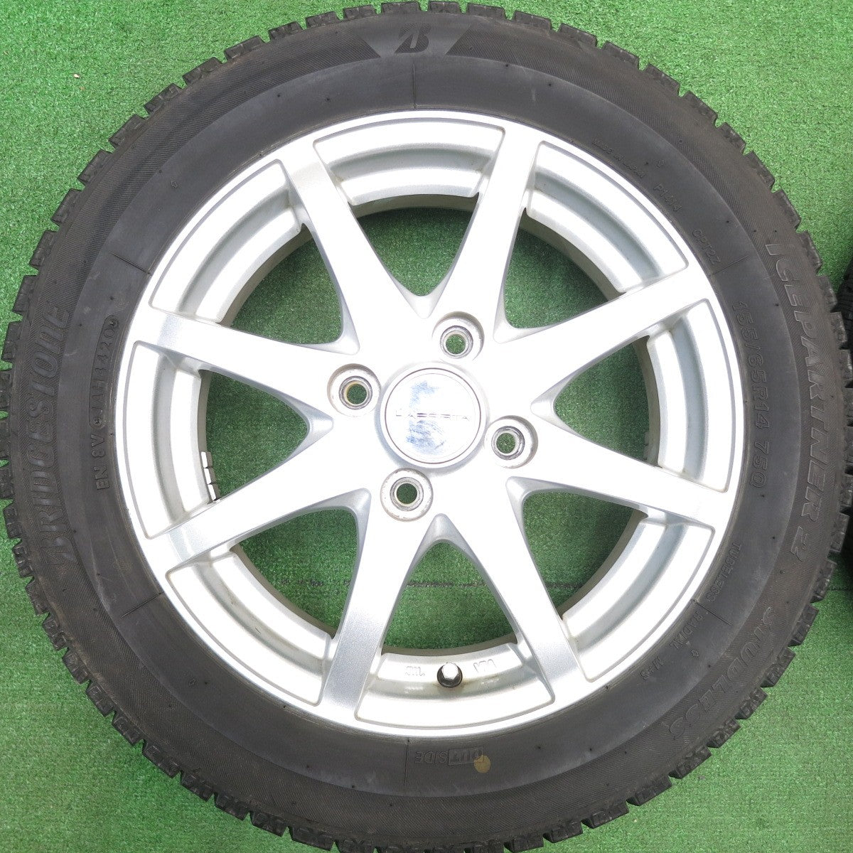 バリ溝！キレイ！9.5分★スタッドレス 155/65R14 ブリヂストン アイスパートナー2 LAPORTA ラポルタ 14インチ PCD100/4H★5120404HAス