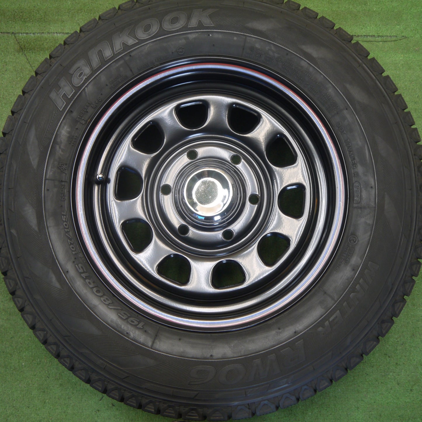 バリ溝！22年！キレイ！9.5分★スタッドレス 195/80R15 107/105L ハンコック ウインター RW06 DAYTONA デイトナ スチール 15インチ PCD139.7/6H★6060302Hス