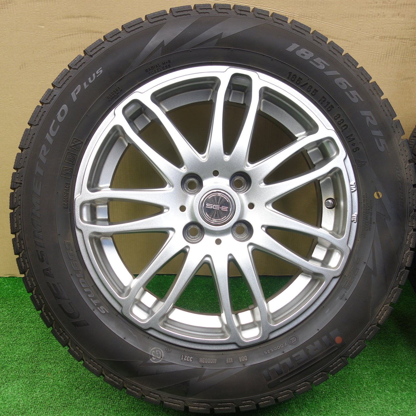 キレイ！21年★スタッドレス 185/65R15 ピレリ アイスアシンメトリコ プラス SG-E 社外 アルミ 15インチ PCD100/4H★5120103KTス