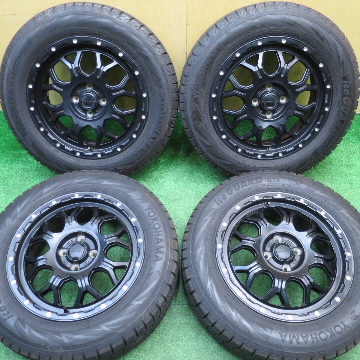 バリ溝！21年！キレイ！9分★スタッドレス 195/65R16 ヨコハマ アイスガード iG70 HI-BLOCK JERRARD ハイブロック ジェラード 16インチ PCD100/4H★5110702NJス