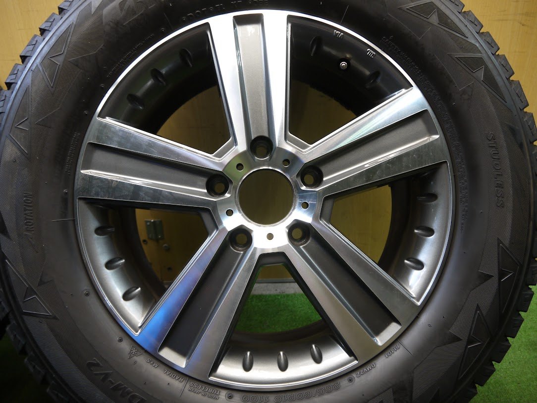 [送料無料] バリ溝！キレイ！9.5分★ベンツ Gクラス 等 ユーロプレミアム 265/60R18 スタッドレス ブリヂストン DM-V2 ヴェルナー PCD130/5H★2060802クス
