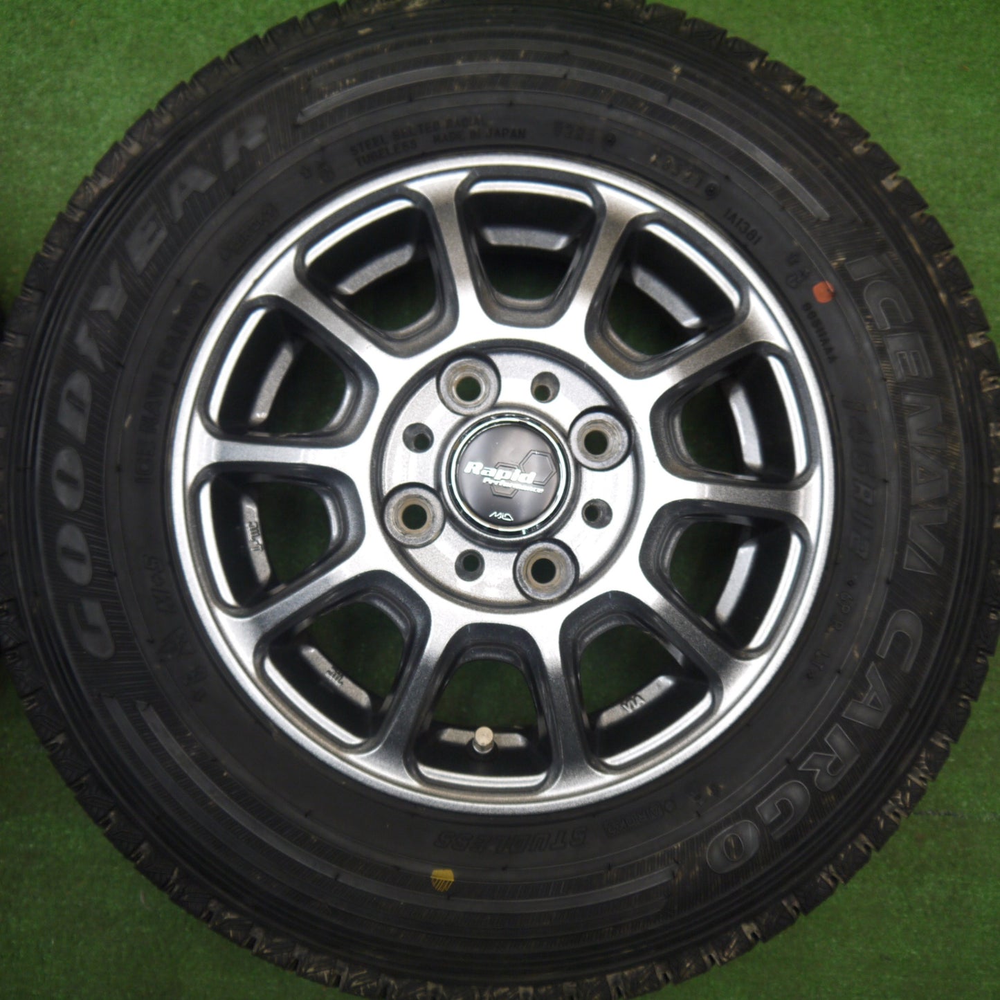バリ溝！キレイ！9分★スタッドレス 145R12 6PR グッドイヤー アイスナビ CARGO Rapid Performance MiD ラピッド パフォーマンス 12インチ PCD100/4H★6010708Hス