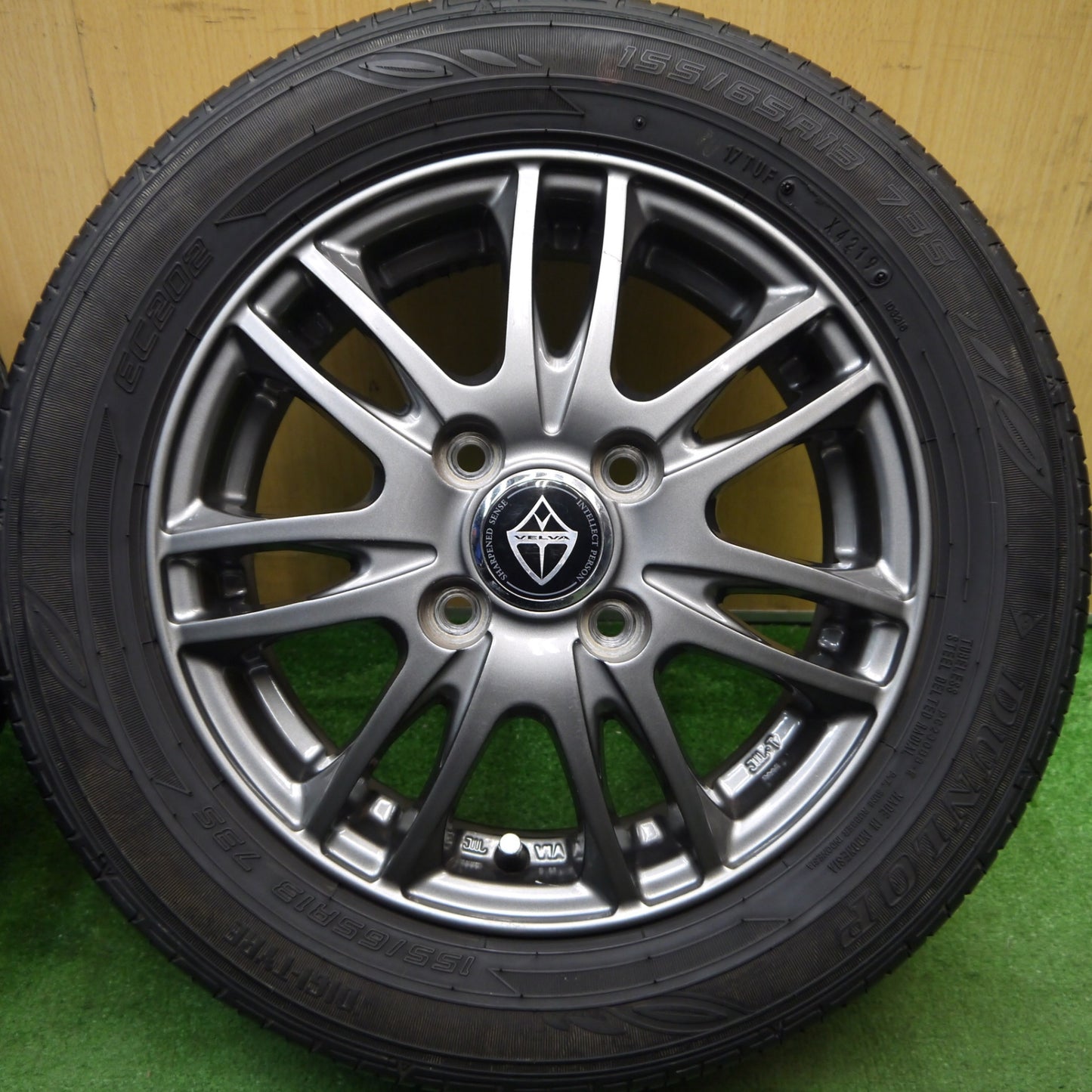 キレイ★155/65R13 ダンロップ EC202 VELVA ヴェルヴァ 13インチ PCD100/4H★5070102Hノ