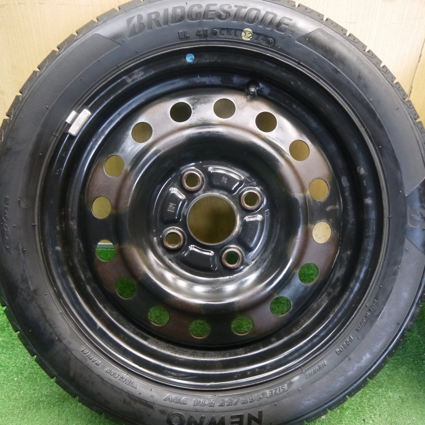 バリ溝！24年！9分★165/55R14 ブリヂストン NEWNO スチール ホイール ニューノ 14インチ 軽サイズ PCD100/4H★6052707Hノ