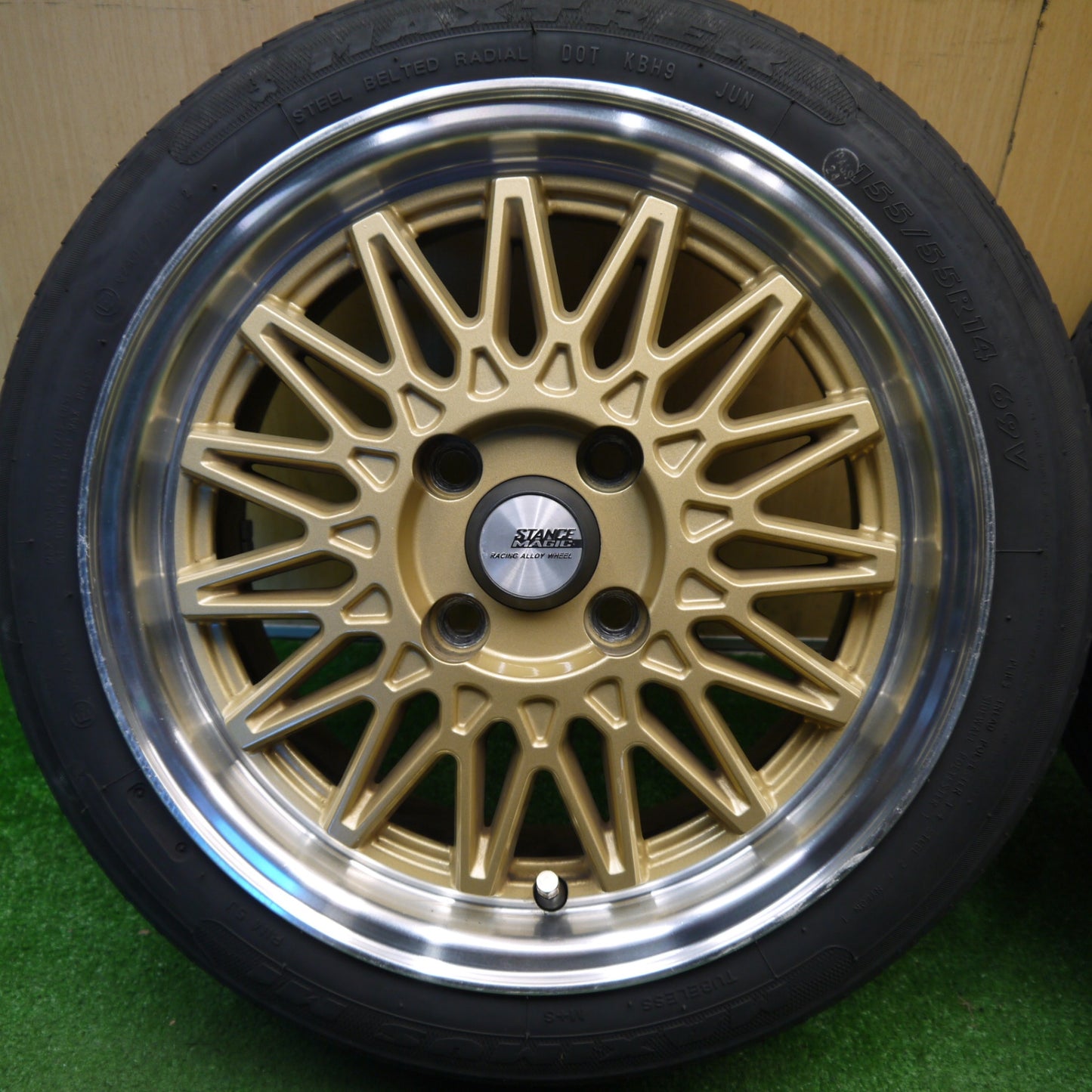 4本価格！23年★155/55R14 マックストレック MAXIMUS M1 STANCE MAGIC スタンス マジック 14インチ PCD100/4H★6021304Hノ
