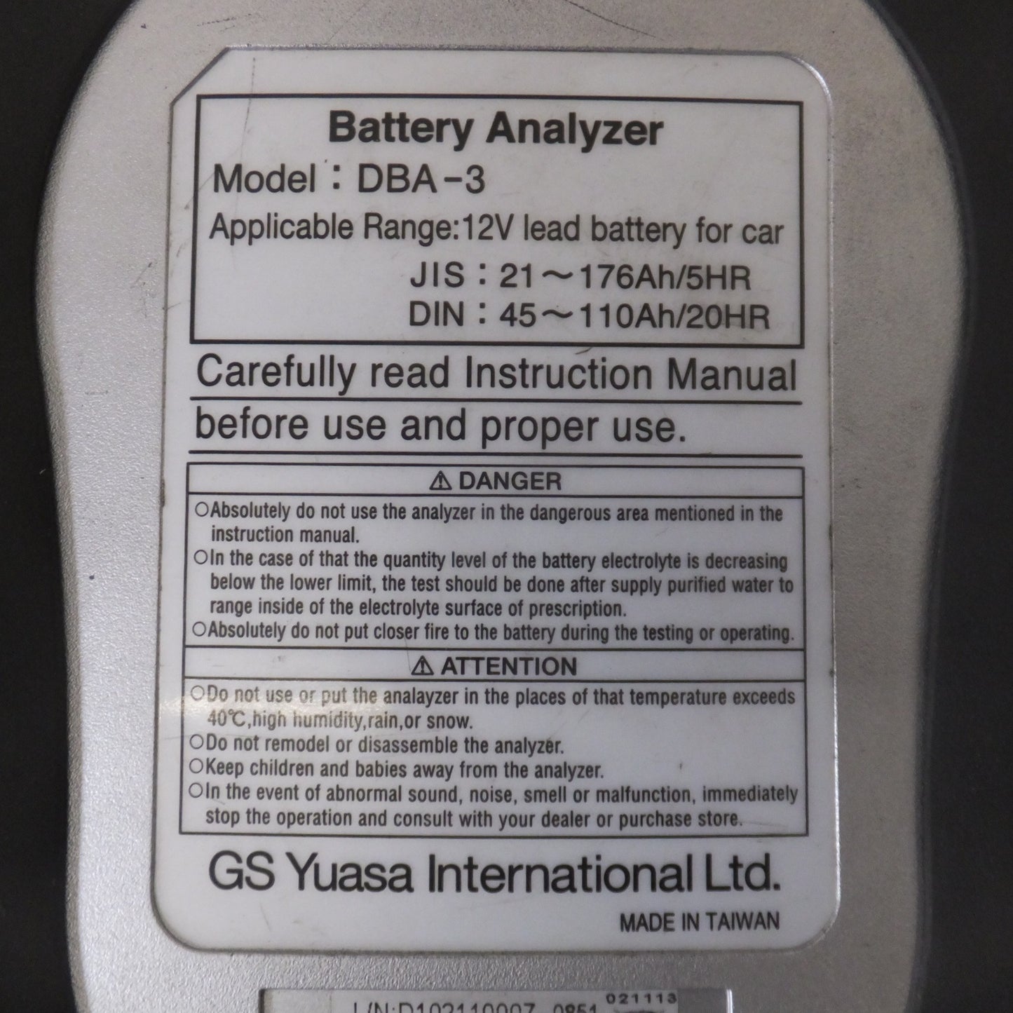[送料無料] ★GSユアサ バッテリーアナライザー Battery Analyzer DBA-3 DC12V専用★