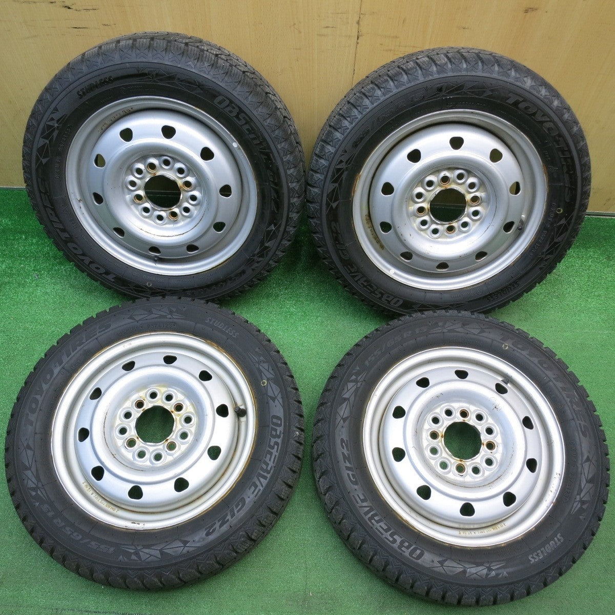 バリ溝！23年！9.5分以上★スタッドレス 155/65R13 トーヨー オブザーブ GIZ2 スチール ホイール 13インチ PCD100 110 114.3/4H マルチ★6022618HAス