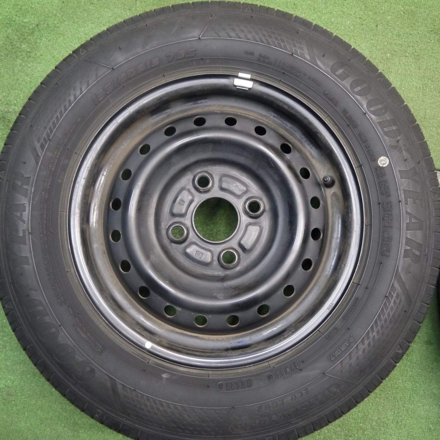 バリ溝！21年！9.5分★155/80R13 グッドイヤー EfficientGrip ECO EG02 スチール ホイール 13インチ PCD100/4H★5051408Hノ