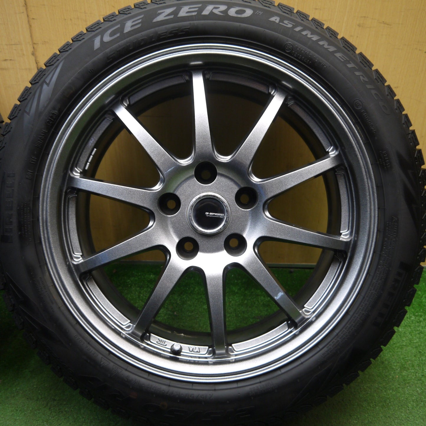バリ溝！23年！キレイ！9分★スタッドレス 215/50R17 ピレリ アイスゼロ アシンメトリコ G-SPEED Gスピード 17インチ PCD114.3/5H★6032514Hス