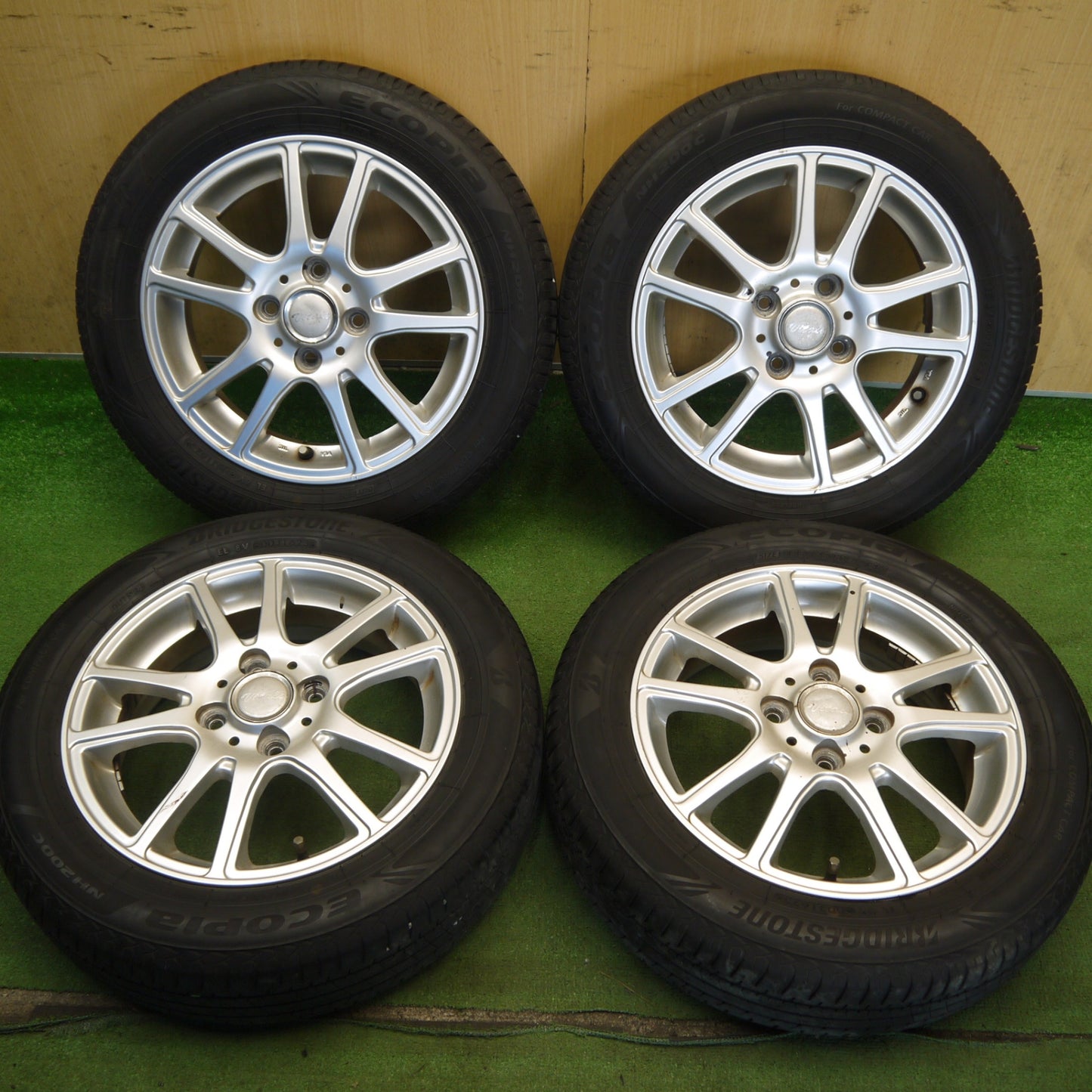 4本価格！23年◎155/65R14 ブリヂストン エコピア NH200C Vitale 社外 アルミ 14インチ PCD100/4H◎6071508Hノ