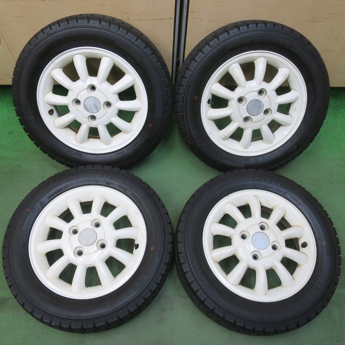 ほぼ未使用！24年★スズキ HE21S アルト ラパン 純正 155/65R13 スタッドレス グッドイヤー アイスナビ7 13インチ PCD100/4H★5111213イス