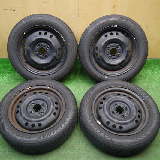 バリ溝！25年！8.5分★155/65R14 マックストレック MAXIMUS M2 スチール ホイール 14インチ PCD100/4H★6011305Hノ