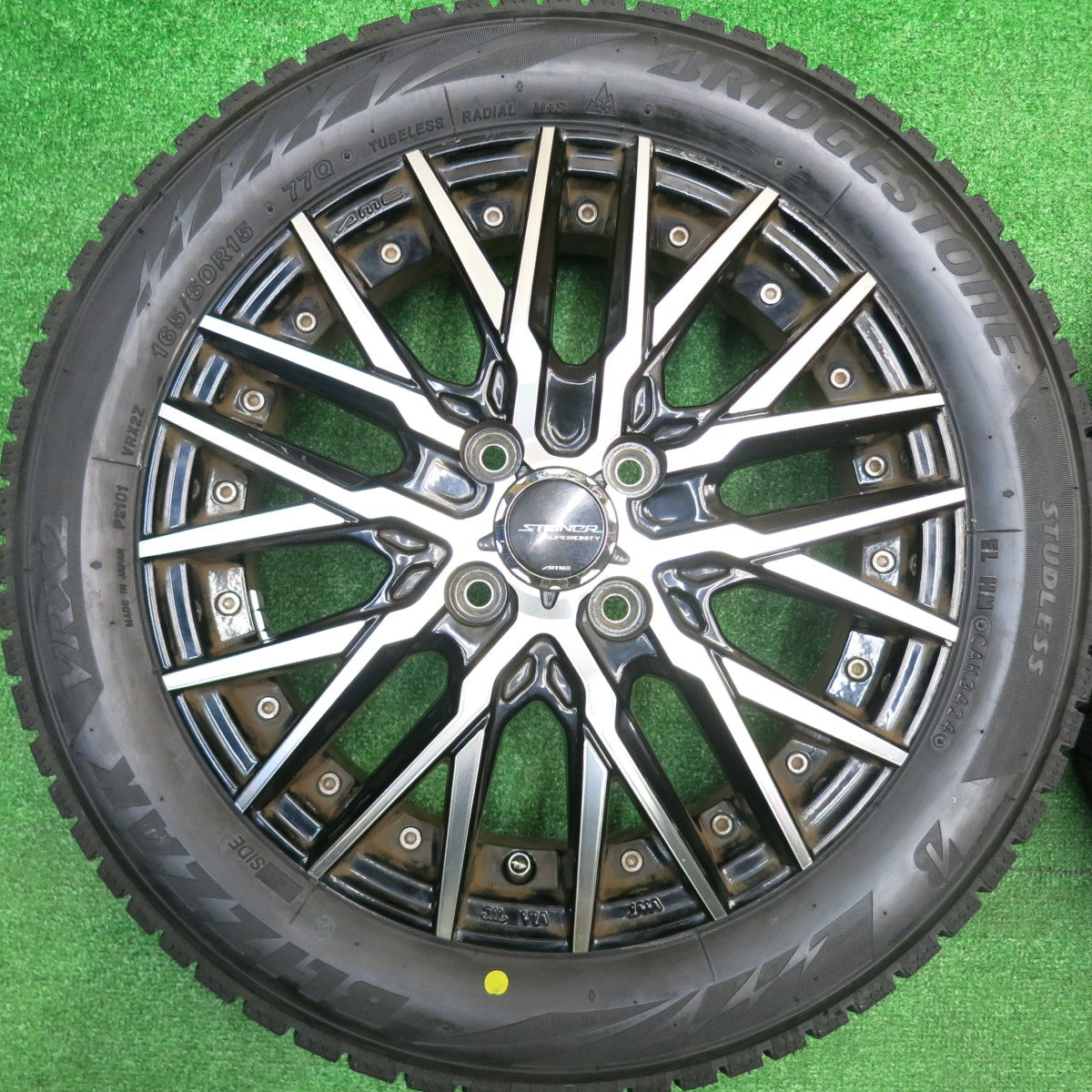 未使用！24年★STEINER SUPERIORITY AME 165/60R15 スタッドレス ブリヂストン ブリザック VRX2 シュタイナー 15インチ 軽サイズ ハスラー 等 PCD100/4H★5102502HAス