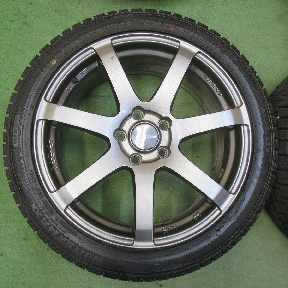 バリ溝！23年！9.5分★ENKEI PF07 スタッドレス 225/45R18 ダンロップ ウインターマックス WM02 エンケイ 18インチ PCD114.3/5H★6040608イス