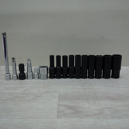 [送料無料] 美品！セット☆TONE ソケット アタッチメント 8 10 12 13 14 16 17 19 22 24 23 等 工具 トネ CHROM VANADIUM☆
