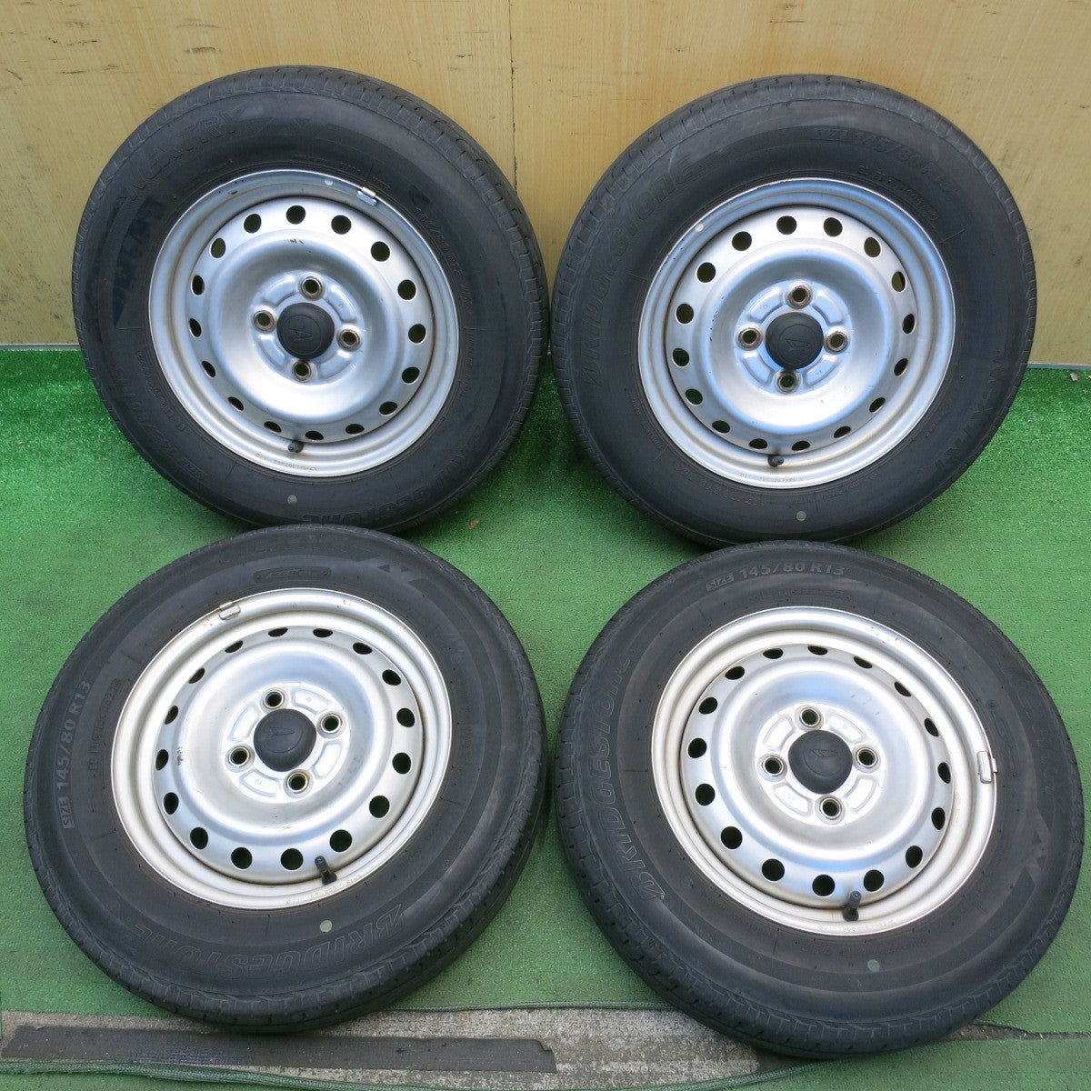 4本価格！22年◎ダイハツ ハイゼット 純正 スチール 145/80R13 ブリヂストン ネクストリー エコピア 13インチ PCD100/4H◎6082708HAノ