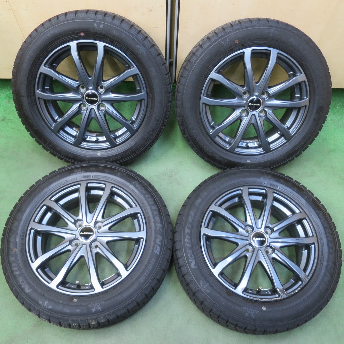 バリ溝！22年！キレイ！9.5分◎スタッドレス 175/65R15 オートバックス ノーストレック N5 LEBEN レーベン 15インチ PCD100/4H◎6072308イス