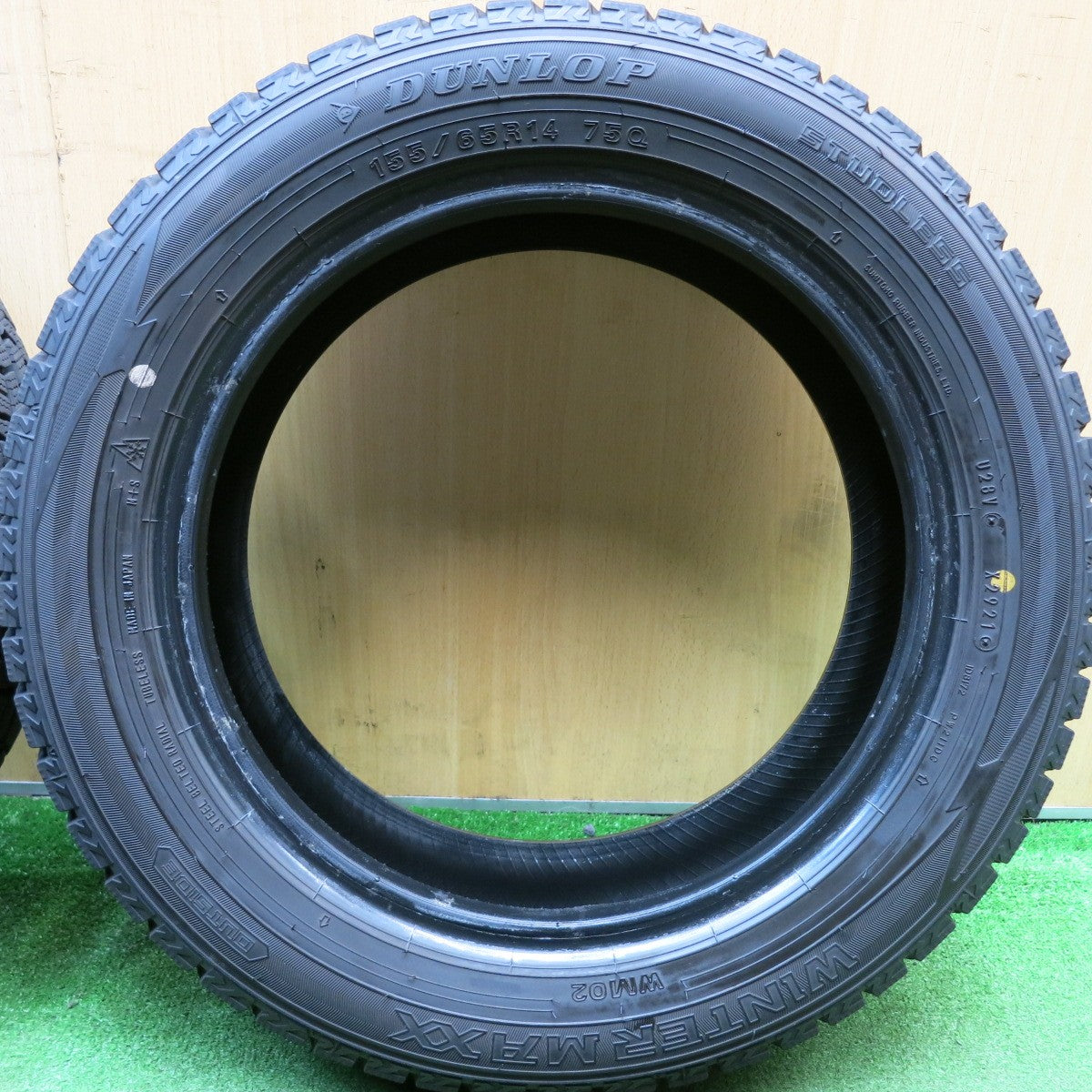 バリ溝！21年！9.5分★スタッドレス 155/65R14 ダンロップ ウインターマックス WM02 タイヤ 14インチ タント ムーヴ キャンバス N-ONE 等★5100401HAスタ