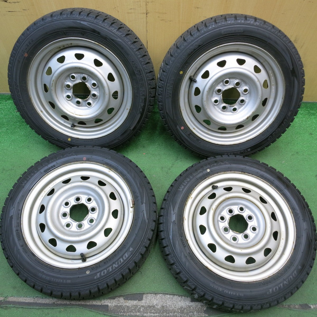 バリ溝！22年！9分★スタッドレス 155/65R14 ダンロップ ウインターマックス WM02 スチール ホイール PCD 100 114.3/4H マルチ★5083107HAス