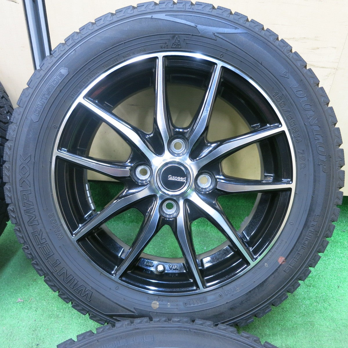 [送料無料] バリ溝！22年！9.5分以上★スタッドレス 165/65R14 ダンロップ ウインターマックス WM02 G.speed Gスピード 軽自動車に PCD100/4H★4111909SYス