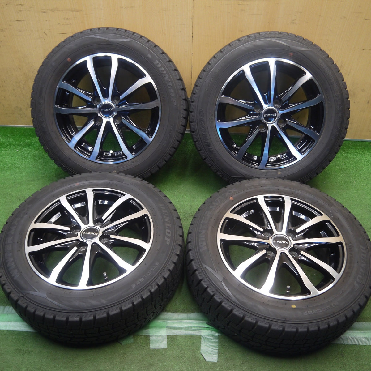 バリ溝！22年！8.5分◎スタッドレス 175/65R14 ダンロップ ウインターマックス WM02 evance HA1 エヴァンス 14インチ PCD100/4H◎6100507Hス