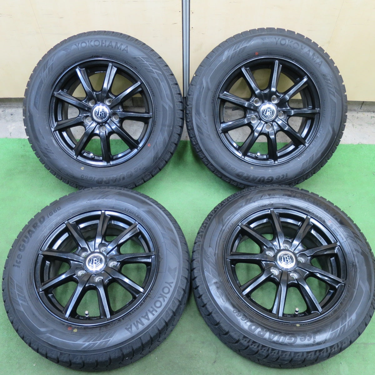 バリ溝！23年！キレイ！9.5分★スタッドレス 195/65R15 ヨコハマ アイスガード iG60 BRANDLE-LINE ブランドル ライン 15インチ PCD114.3/5H★6021404TTス