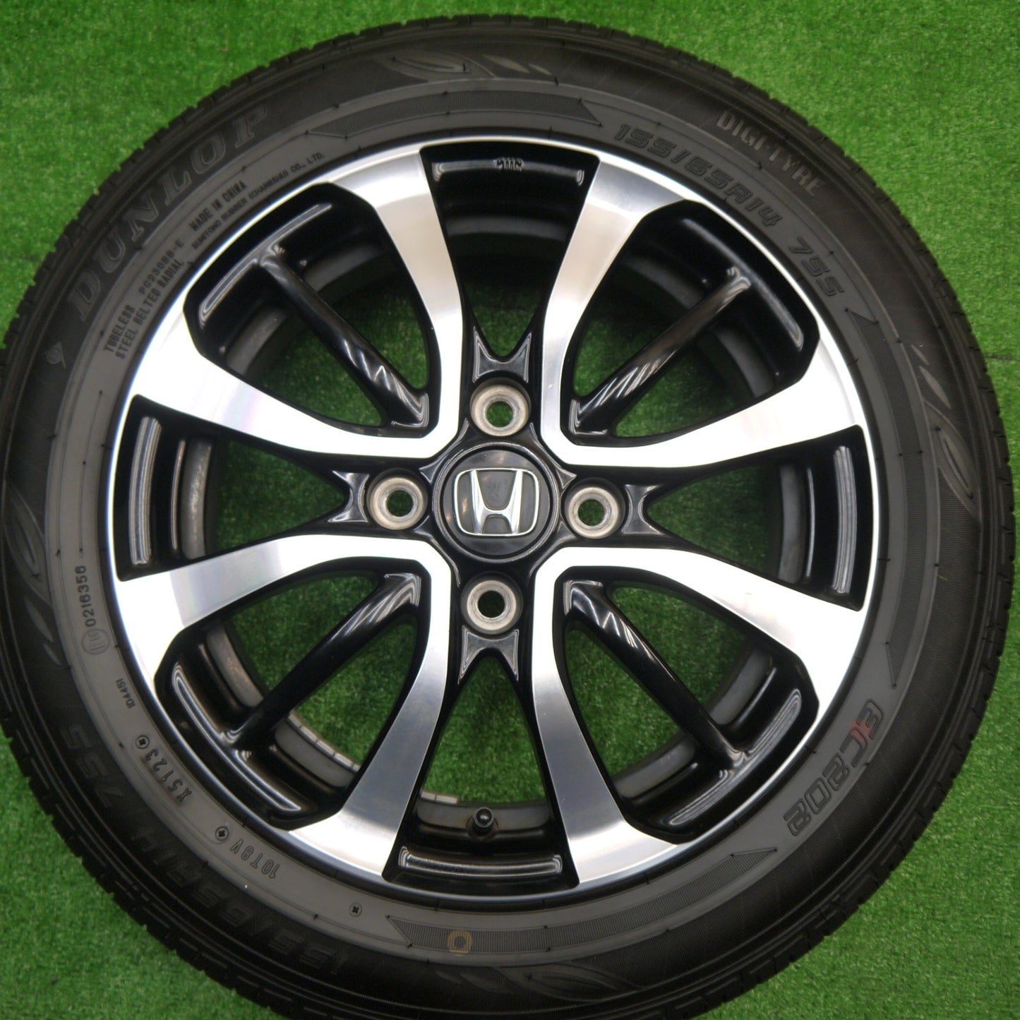 バリ溝！23年！キレイ！9分★ホンダ N-BOX カスタム 純正 155/65R14 ダンロップ EC202 14インチ Nボックス NBOX PCD100/4H★5101407Hノ