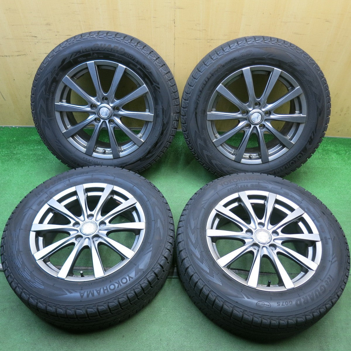 バリ溝！22年！9分◎スタッドレス 225/65R17 ヨコハマ アイスガード G075 GRASS グラス 17インチ PCD114.3/5H◎6073006HAス