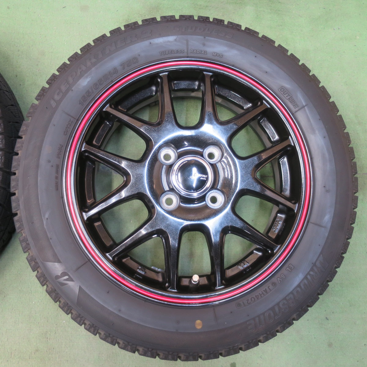 バリ溝！8.5分★スタッドレス 155/65R14 ブリヂストン アイスパートナー2 JP STYLE Jefa 社外 アルミ 14インチ PCD100/4H★6033009イス