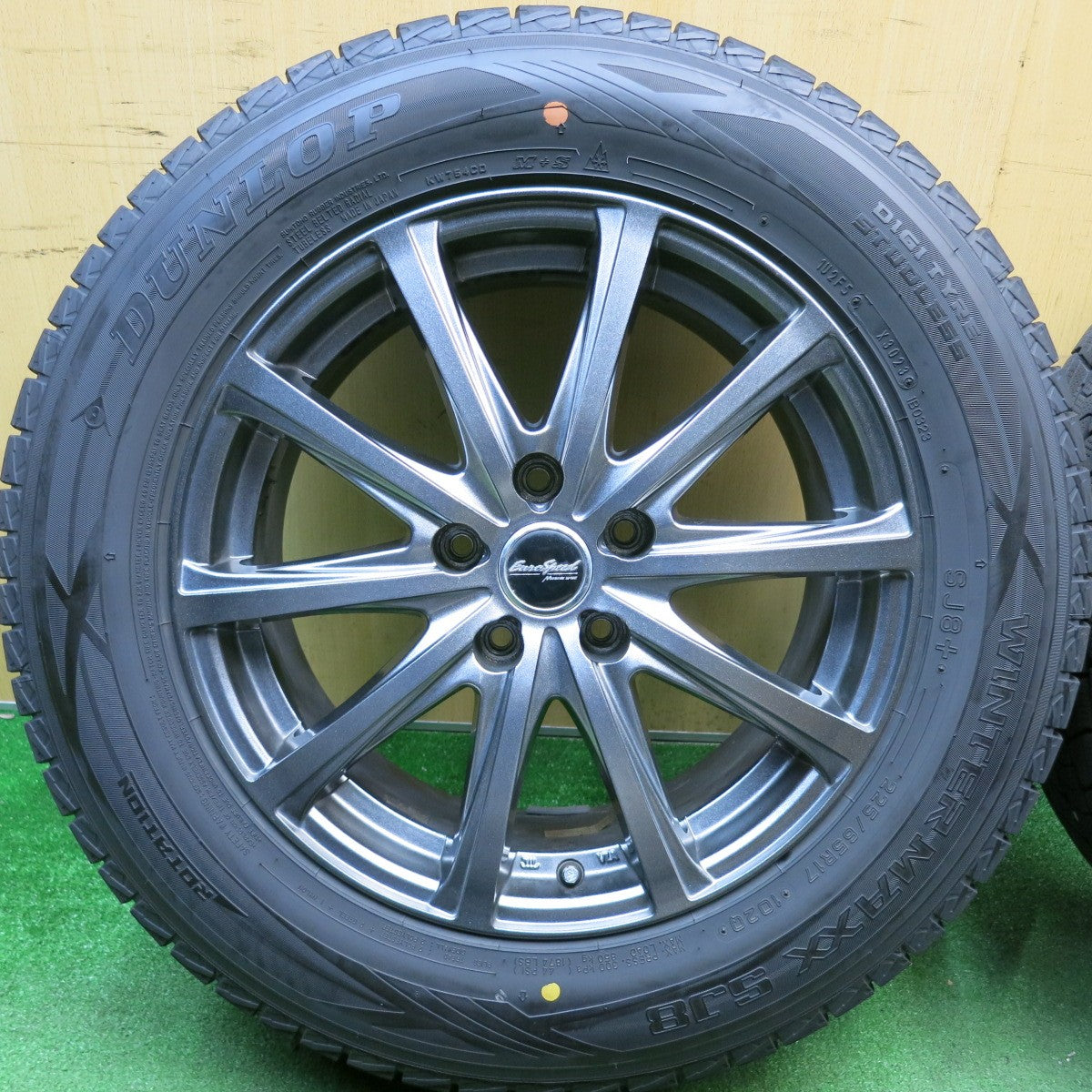 バリ溝！23年！キレイ！9.5分★スタッドレス 225/65R17 ダンロップ ウインターマックス SJ8 SJ8+ EuroSpeed MANARAY SPORT ユーロスピード マナレイ 17インチ PCD114.3/5H★6031508HAス