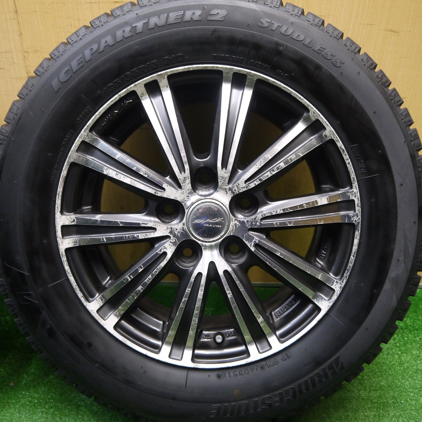 バリ溝！9.5分★スタッドレス 195/65R15 ブリヂストン アイスパートナー2 SMACK ENKEI スマック エンケイ 15インチ PCD114.3/5H★5120807Hス