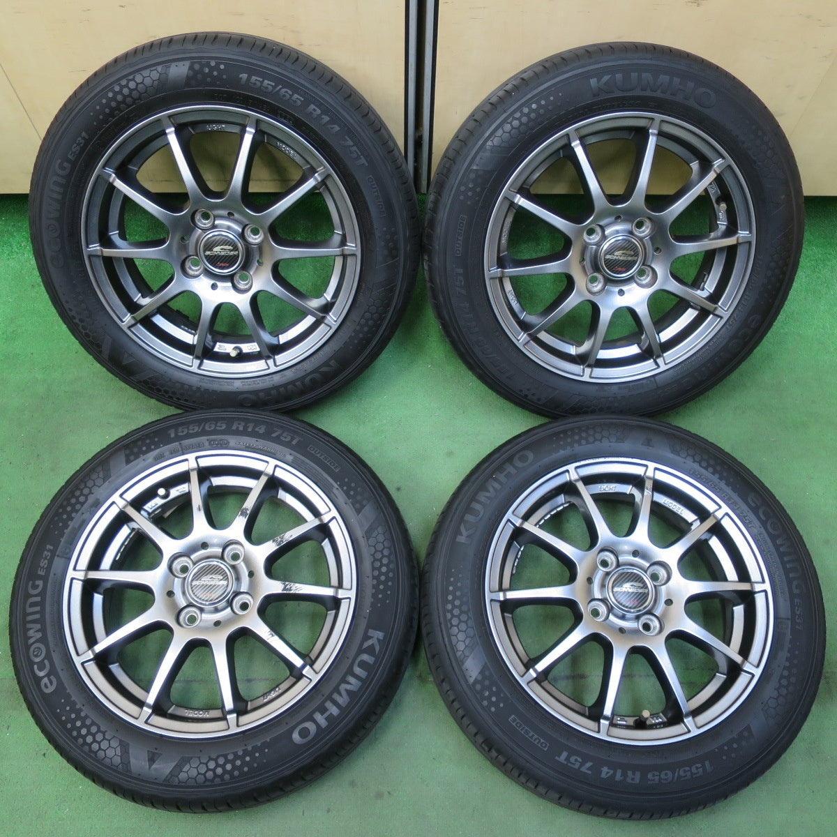キレイ！23年★155/65R14 クムホ ECOWING ES31 SCHNEIDER シュナイダー 14インチ PCD100/4H★5070703イノ
