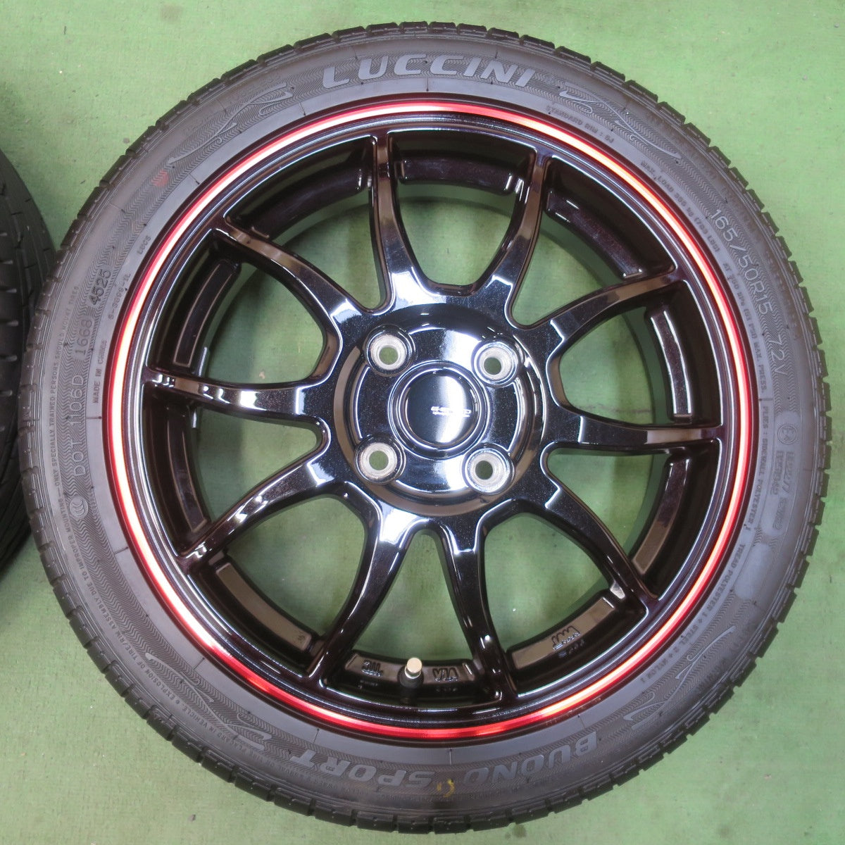 ほぼ未使用！25年！キレイ★165/50R15 ルッチーニ BUONO SPORT G-SPEED Gスピード 15インチ 軽サイズ コペン タフト 等 PCD100/4H★6033110イノ
