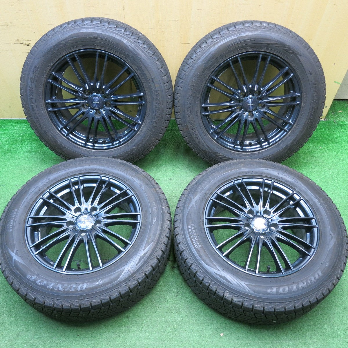 バリ溝！21年！9.5分★スタッドレス 225/65R17 ダンロップ ウインターマックス SJ8 SJ8+ VELVA AGUDO ヴェルヴァ 17インチ PCD114.3/5H★5051104HAス