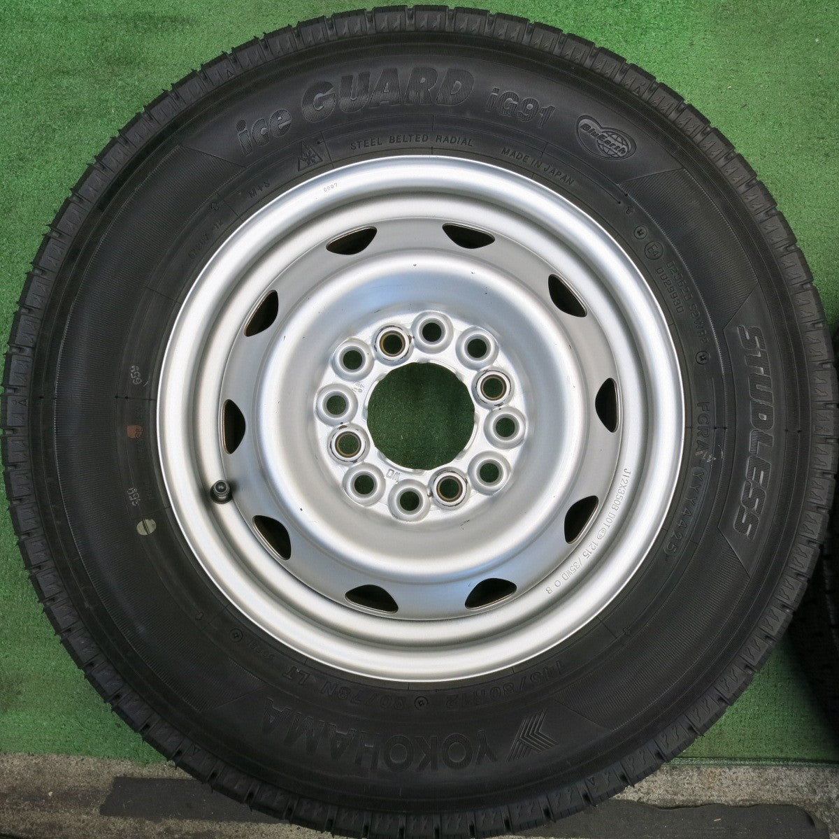 バリ溝！25年！キレイ！9.5分◎スタッドレス 145/80R12 80/78N ヨコハマ アイスガード iG91 スチール ホイール 12インチ PCD 100 110 114.3/4H マルチ◎6090603HAス