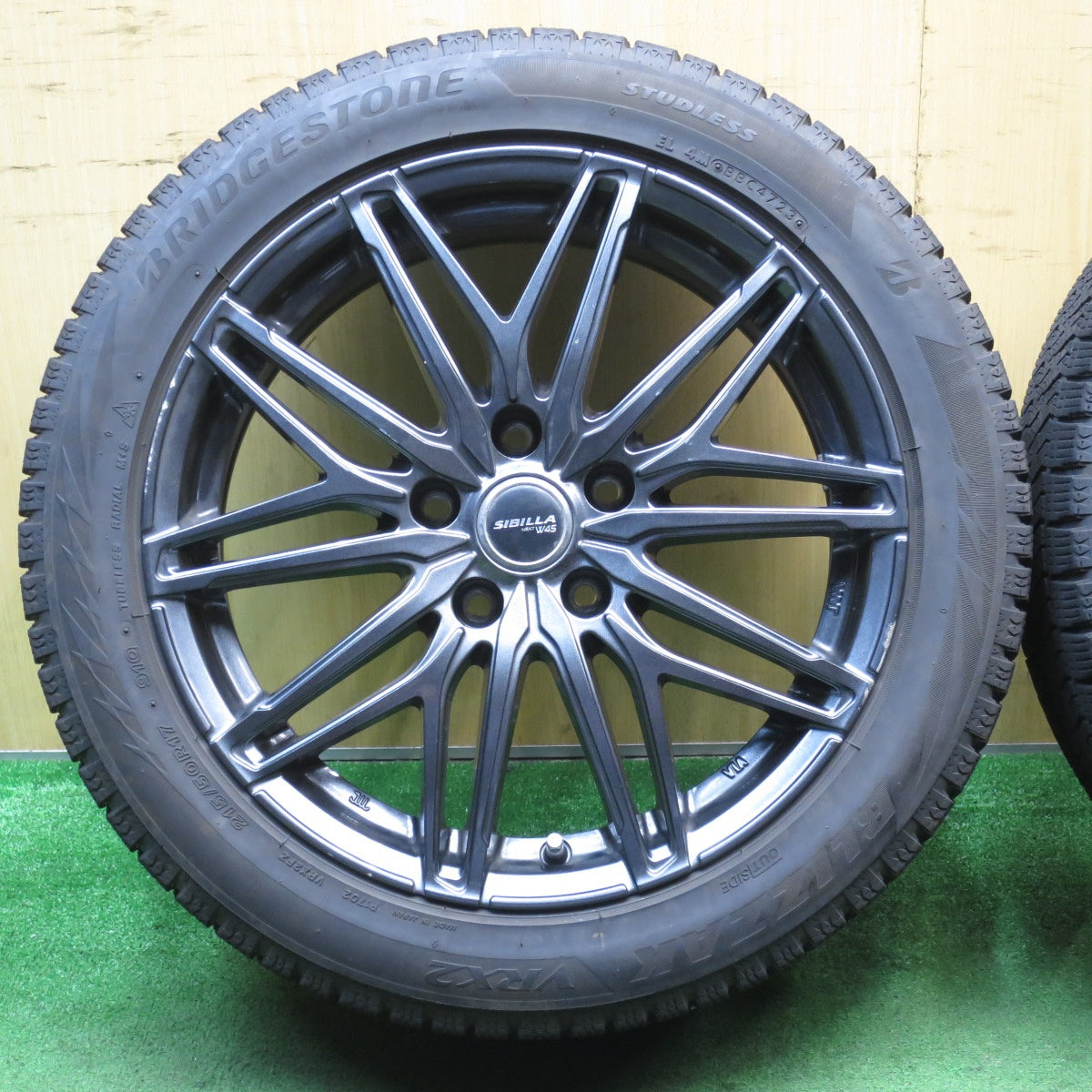 バリ溝！23年！9.5分★スタッドレス 215/50R17 ブリヂストン ブリザック VRX2 SIBILLA NEXT W45 シビラ 17インチ PCD114.3/5H★5061202NJス