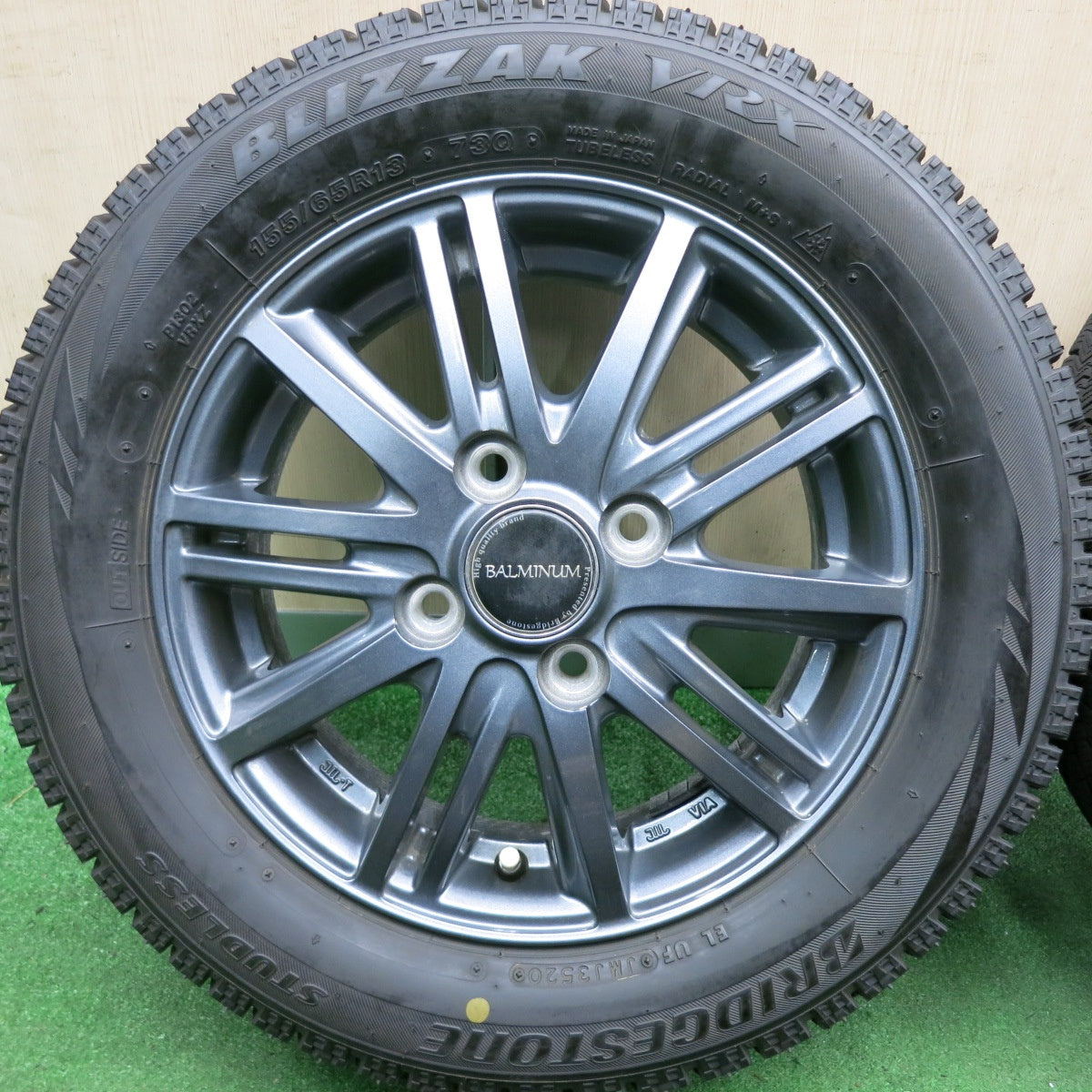 *送料無料* バリ溝！20年！キレイ！ほぼ10分★スタッドレス 155/65R13 ブリヂストン ブリザック VRX BALMINUM バルミナ 13インチ PCD100/4H★4053003HAス